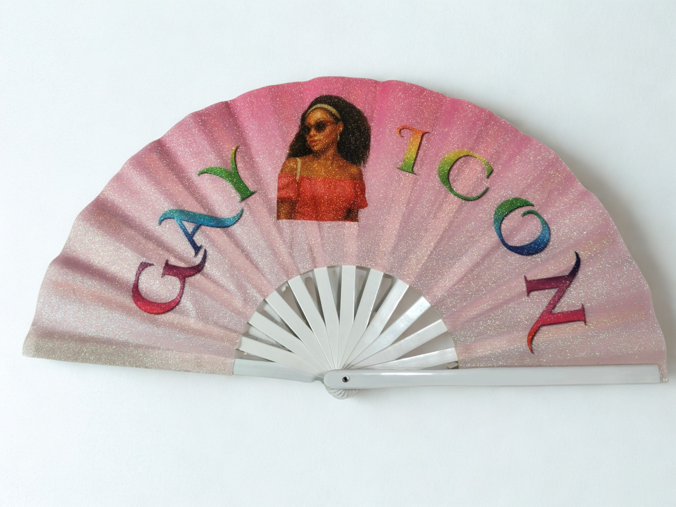 Gay Icon  Hand Fan - Rainbow Letters